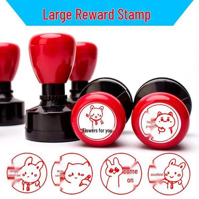 "You're Awesome" Little Red Flower Endorsement Stamp for Encouragement and Homework Rewards.