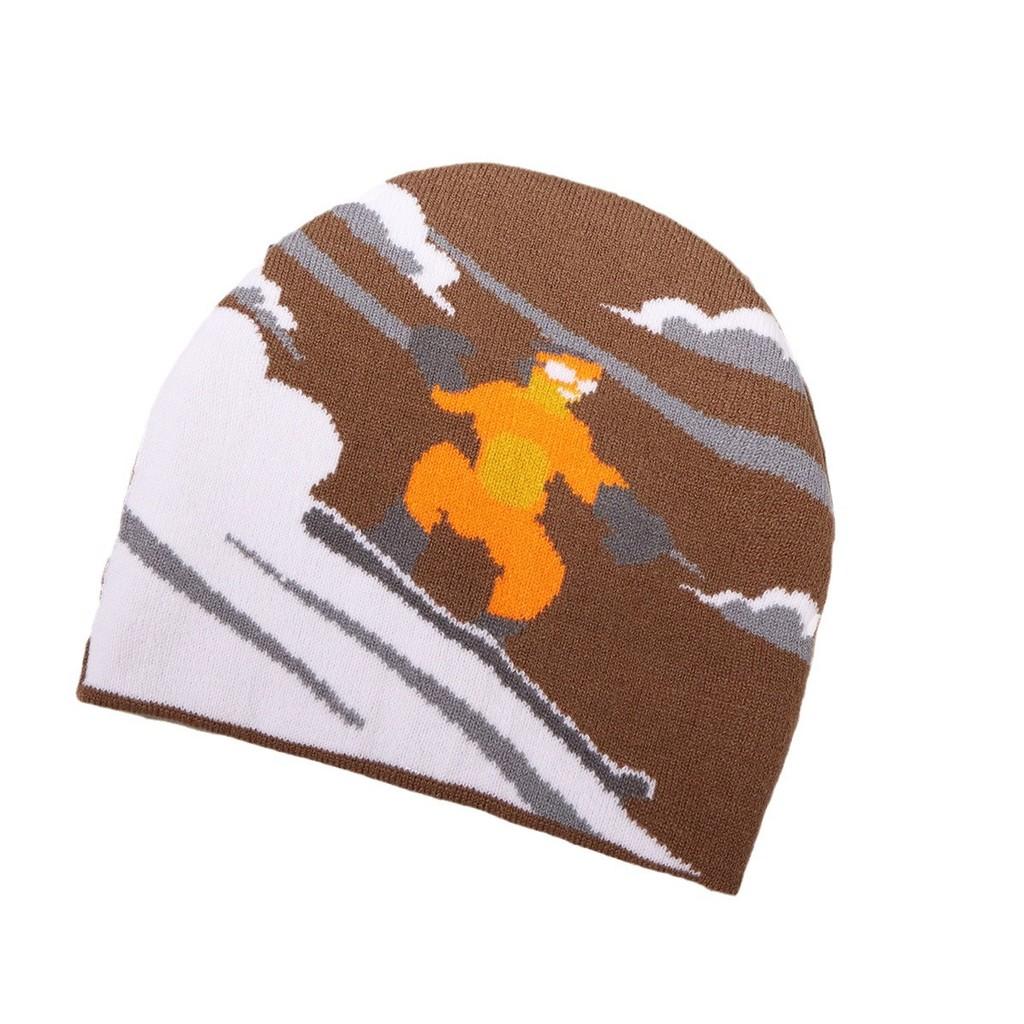 Hat Knitted Leisure With Ski Pattern Jacquard Design For Outdoor In Cold Season