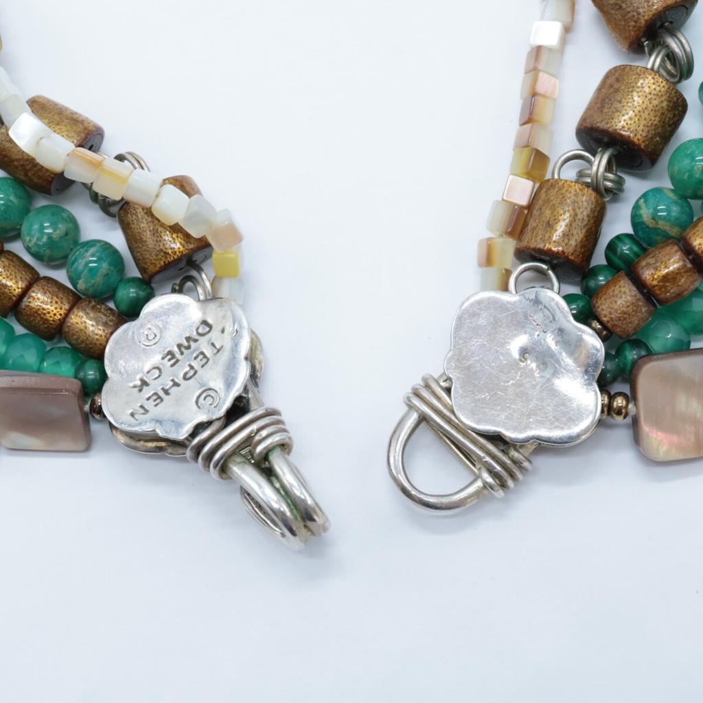 STEPHEN DWECK 925 Turquoise, Pearl, Quartz, Natural Stone Multi-Stone Necklace SilverUsed