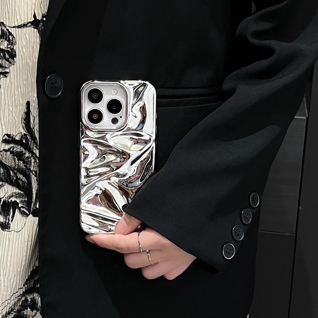 Electroplated 3D Wrinkle Texture Compatible with iPhone 16 Pro Max Apple 17 Phone Case 14/15 Soft Case High-end Feel