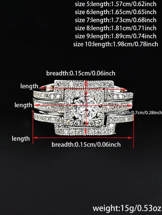 Anel Quadrado de Luxo Europeu e Americano para Casais - Homens e Mulheres, R1431