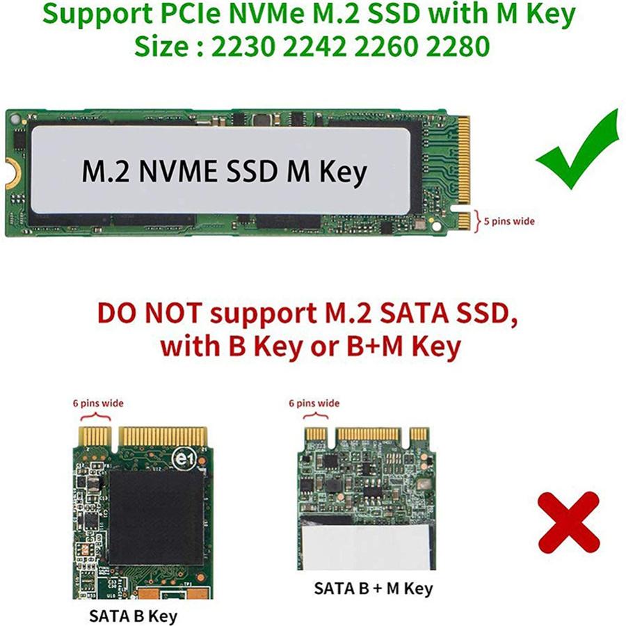M.2 NVME SSD To USB3.1 Adapter Card PCI-e To USB-A 3.0 10Gbps For 2242/2260/2280