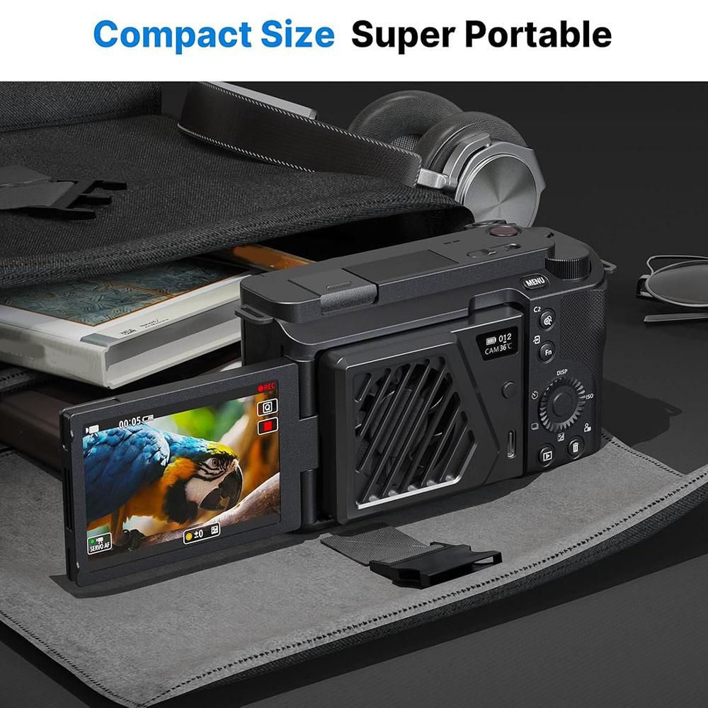 Black Camera Cooling Fan with Charging Cable Fit For Canon/Fujifilm/Nikon/Sony