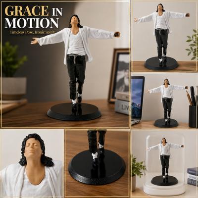 Collectible Male Figurine Model Wearing Casual Jacket and Pants Standing with Arms Outstretched Realistic Design for Display and Decoration