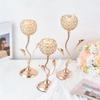 M-Modern-Gold Crystal Candle Holder, Small Vintage Candlestick Set For Table Centerpiece, L