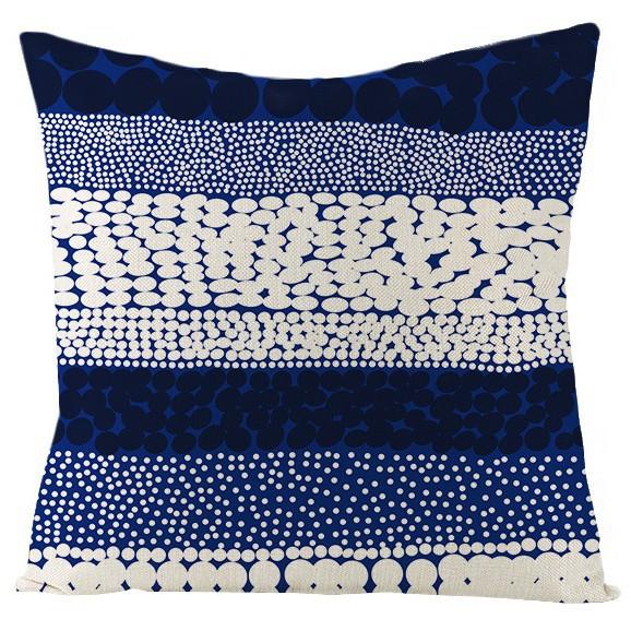 New Blue Geometric Linen Pillowcase Home Sofa Pillowcase