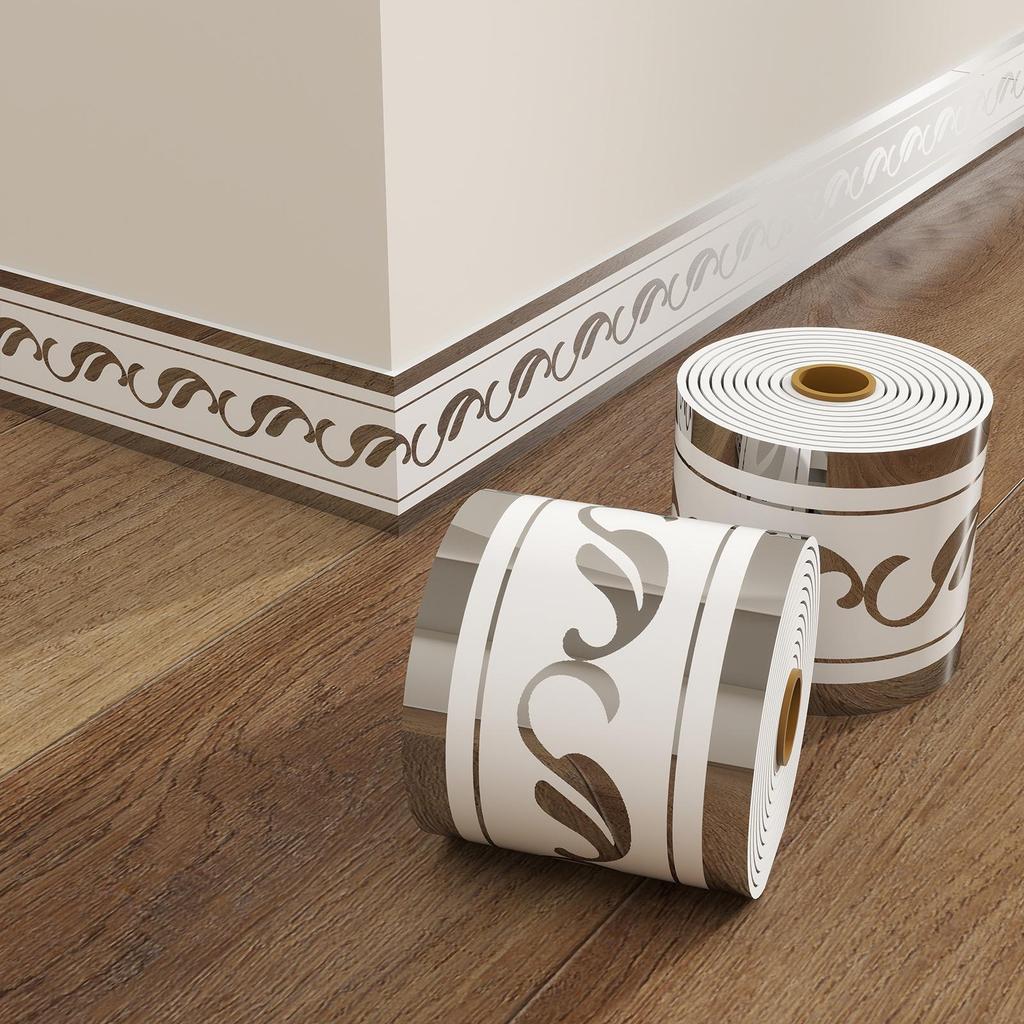 Thickened Waterproof PVC Self-Adhesive Tile-Look Baseboard Sticker