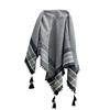 Palestinian Khufiya Scarf Black White Arabic Shemagh with Tassels Birthday Gift.