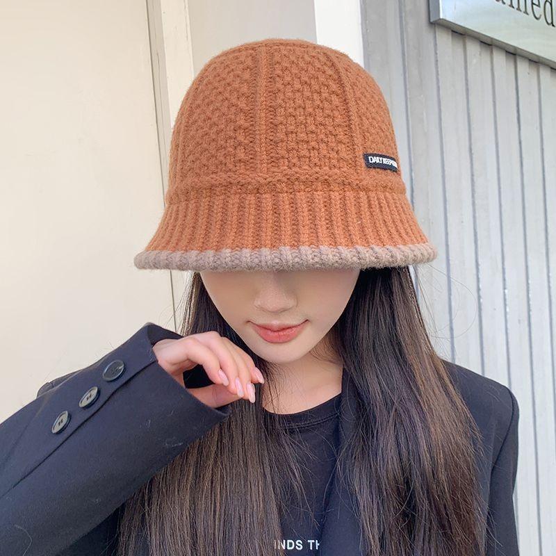 Kvinnors Vinter Varm Stickad Bucket Hat Mode Dam Retro Fisherman Keps för Kvinna