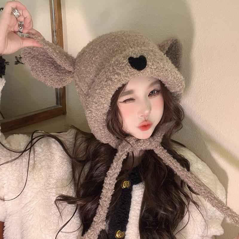 Mädchen Bärenmütze Y2K Fellohren Mütze Felliger Bär Geschenke Warme Wintermütze Erwachsene Kinder Fellohren Winter Foto-Requisiten