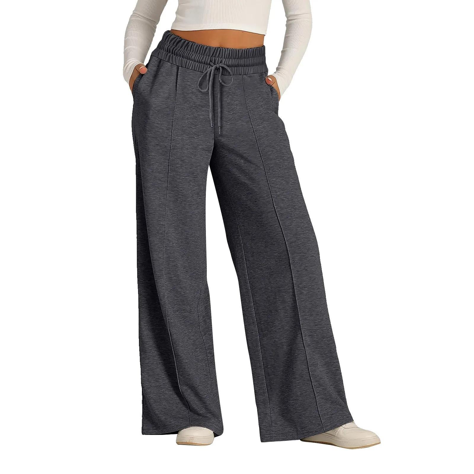 

Women s Spring and Autumn Retro Hip Hop Sweatpants Loose Casual Wide Leg Pants XXS темно-серого