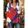 Autumn and Winter Women's Long-sleeved V-neck T-shirt