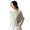 2025 Autumn/Winter Women's Embroidered Knit Wool Sweater - Round Neck, Loose Fit, Long Sleeve, Comfortable Top