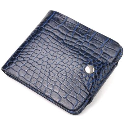 Stylish Men's Bifold Wallet Made of Genuine Textured Leather with Crocodile Embossing CANPELLINI Purse 21577 Blue