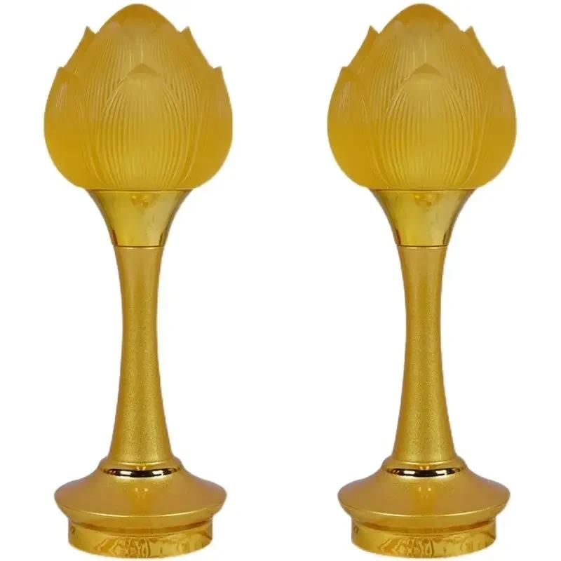 

19-42 см сплав глазурованный фонарь в форме буддийской посуды украшение для дома молитва о благоприятности имитация подсвечника 2 шт./набор H 19CM