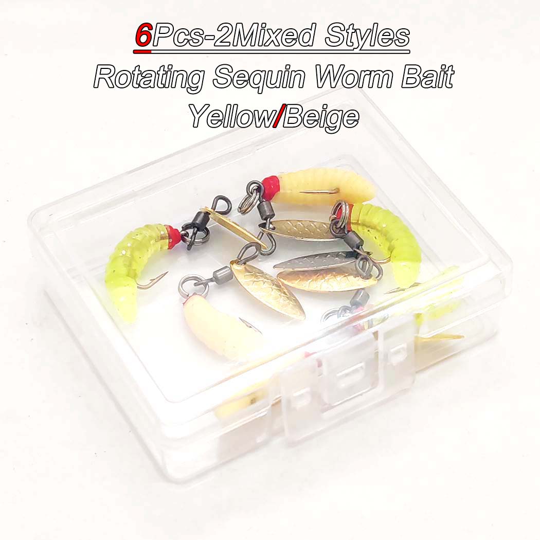 

Искусственная сухая мушка-приманка в виде блесток, 6/10 шт. Крючки для ловли нахлыстом в виде червя Вращающаяся приманка в виде червя-блесток для ловли окуня и форели в пресной или соленой воде. 6Pcs-2Mixed Styles