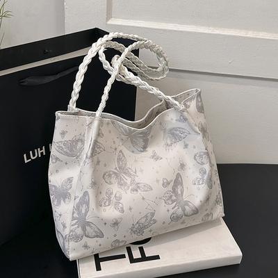 Large Capacity Bag Summer Fashion Shoulder Bag Texture Pu Tote Bag Small Fresh Butterfly Armpit Bag
