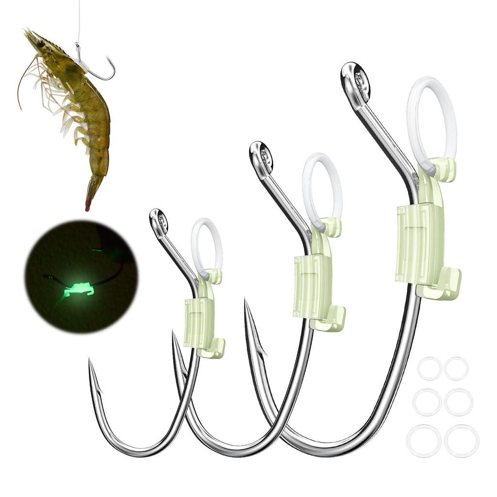 10-Piece Luminous Live Shrimp Fishing Hooks Set