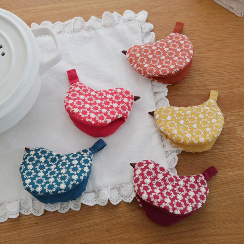1Pc Embroidery Pattern Thermal Insulation Cotton Pot Clamp Creativity Heat-resistant Anti-scald Bird Pot Lid Cap Anti Scald Cover