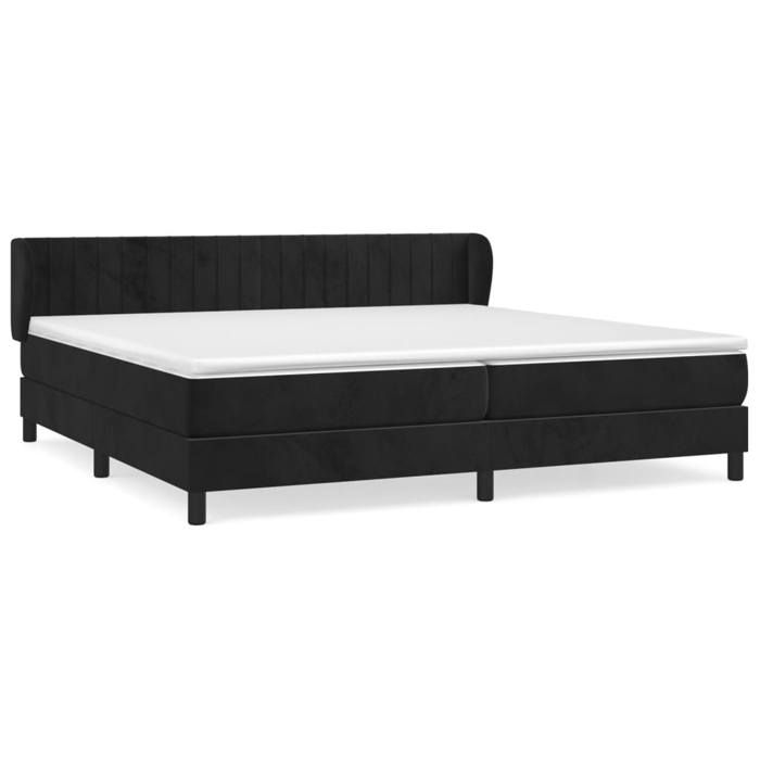 3131101 vidaXL Bed with Divan Base and Mattress Black 200x200 Cm Velvet