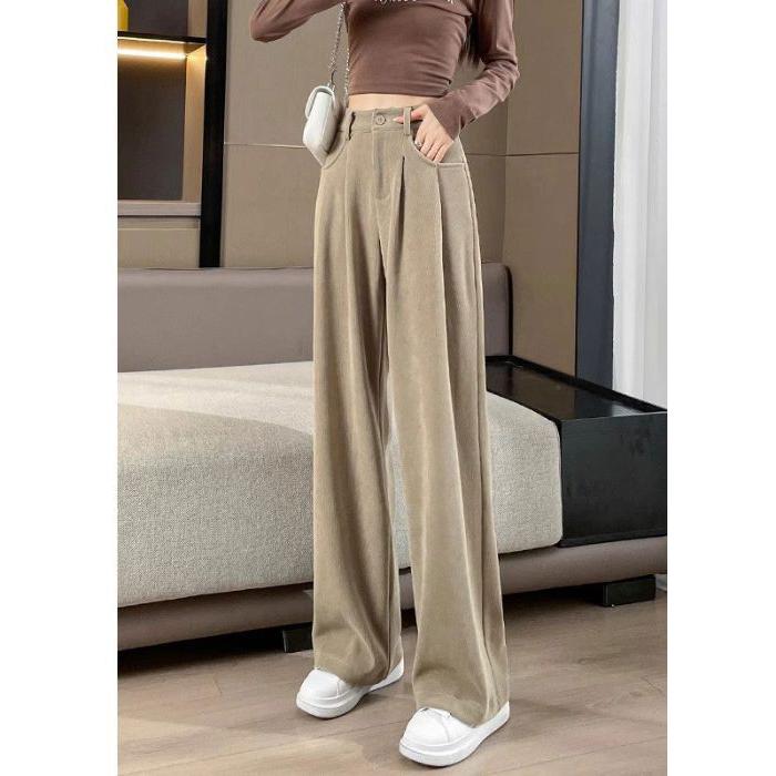 Autumn Winter Lady Snow Warm Pants Classic Fleece High Waist Trousers Women Straight Leg Plush Thermal Casual Pants