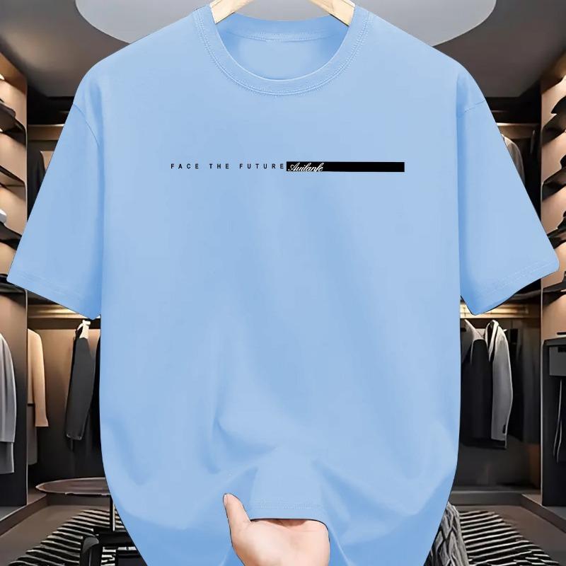 Herren Pullover T-Shirt im koreanischen Stil Lässig Locker Buchstabendruck Rundhals Kurzarm Oberteil