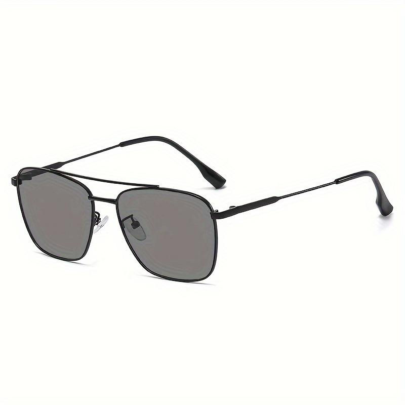 New Retro Double Beam Design Metal Frame Glasses For Men And Women Day And Night Use Anti-Blue Light Color-Changing Glasses