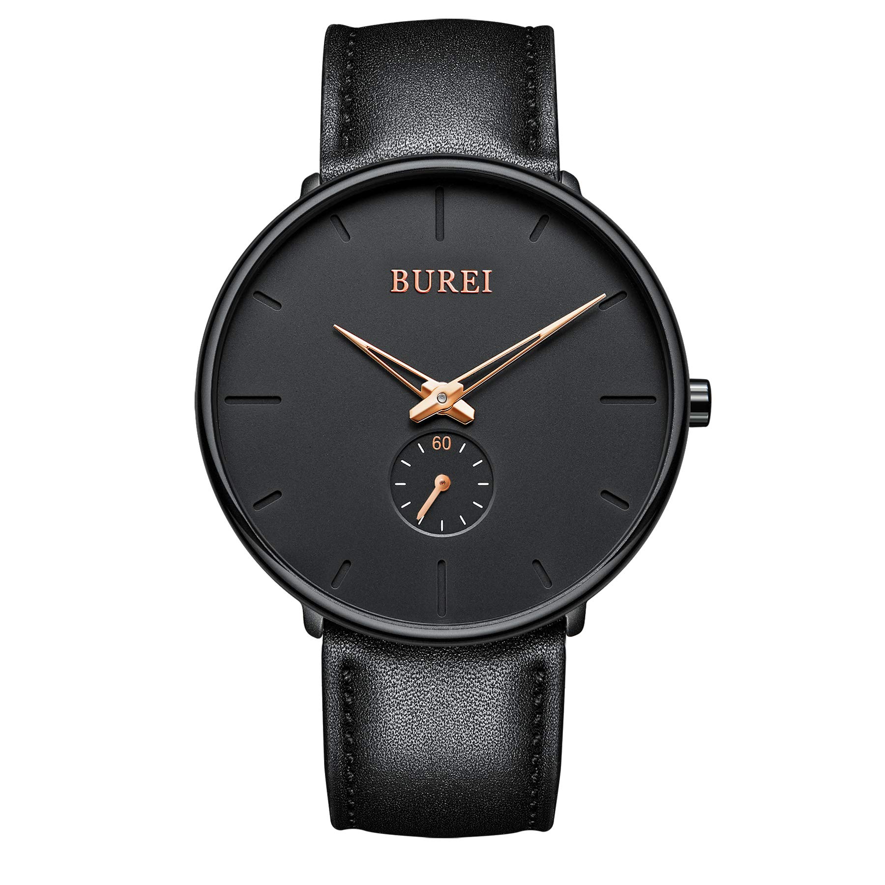 

BUREI Leather Watch R Men s Watch, Simple, Stylish, Popular, Black, Strap,