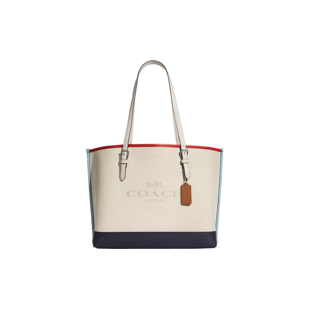 New COACH Mollie Leather Tote Bag, Shopping Bag, Handbag, Shoulder Bag Women's White CB650-SVNP