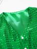 Women's Glitter Sequins Vest - Button Up Pointed Hem Waistcoat for Choir Jazz Dance & Stage Performance