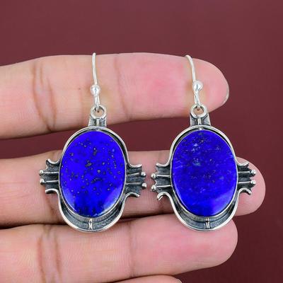 Lapis Lazuli Küpeler Gerçek Değerli Taş Küpe El Yapımı Takı 925 Ayar Gümüş Küpe Çok Güzel Sallantılı Damla Küpe Anneler İçin Hediyeler