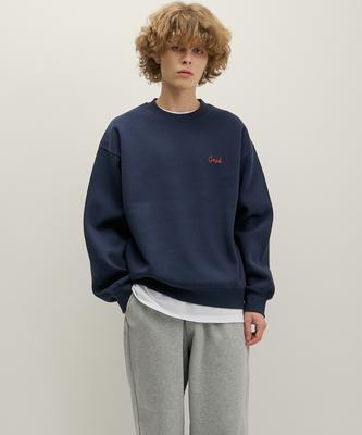 GNOK Laminated Small Logo Embroidered Sweatshirt [Navy]
