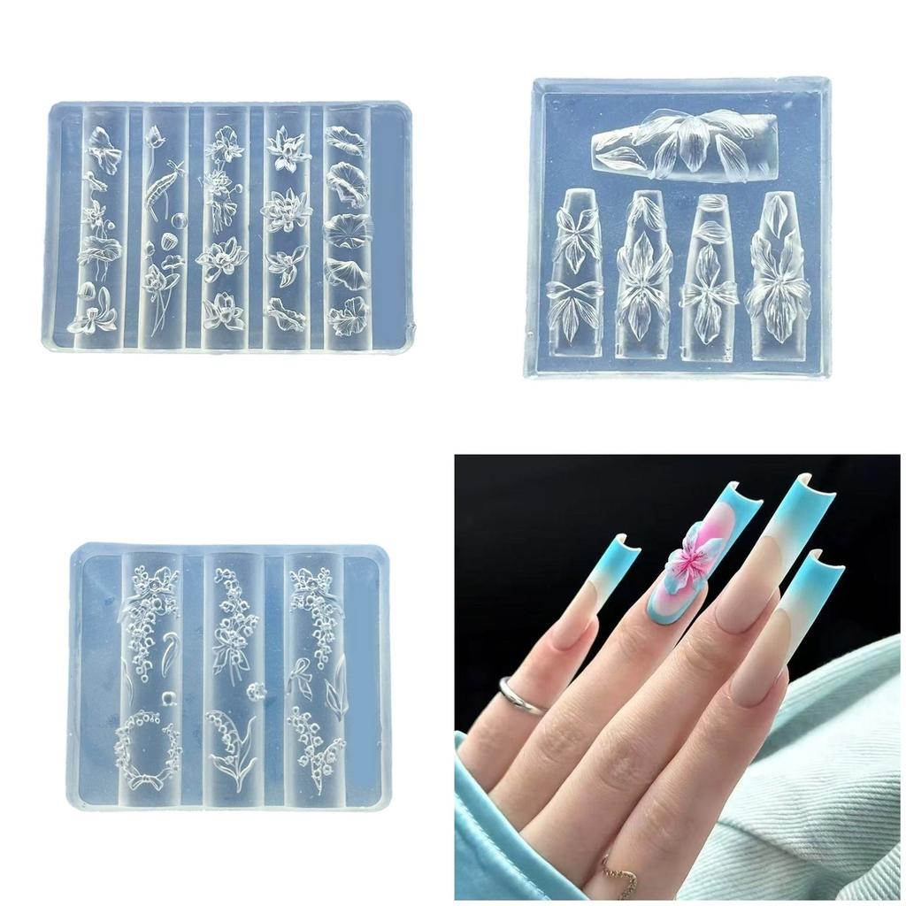 Silicone Mould for Embossed Nail Art Stickers Intricate Floral Lace Bowknot Designs Crafting Easy Application