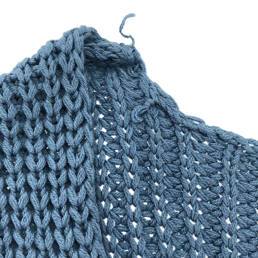 Candy Stripper Border Pattern V Neck Knit Vest 2 Blue Women Used