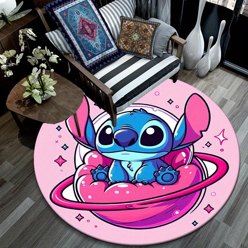 1pc Stitch Round Area Rug,Non Slip,Machine Washable Polyester Carpet for Living Room,Bedroom Decor