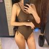 Sexy Cut Out Lace Up Backless Women Swimwear One Piece Swimsuit Female High Leg Cut Padded Bather Bathing Suit Swim