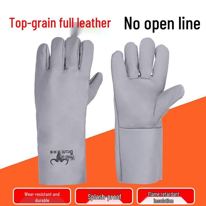 Cowhide Heat-Resistant Welding Gloves - Anti-Scald, Wear-Resistant, Long Labor Protection