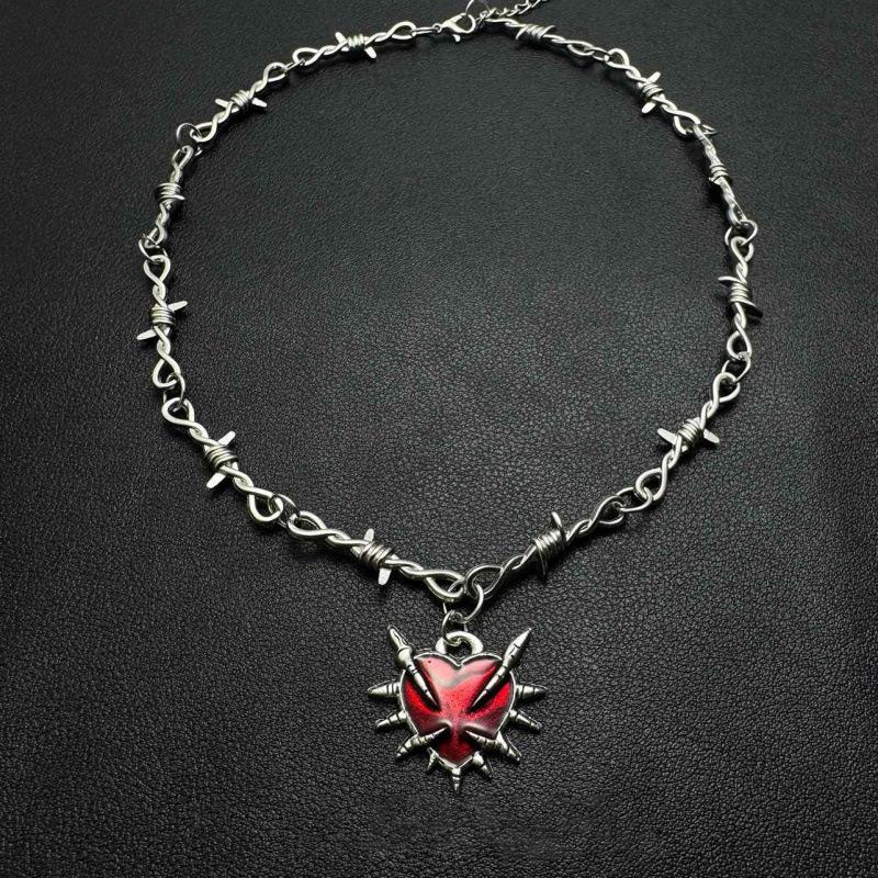 Dark Heart Sword Thorn Necklace - Spicy Girl Harajuku Hip Hop Street Retro Style