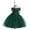 2024 One-Shoulder Puffy Princess Dress with Mesh Embroidery and Pearls for Girls