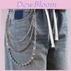 Metal Chain Waist Belt With Multilayer Beaded Design For Men And Women