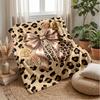 Leopard Print with Roses and Bow Theme Blanket Lightweight Warm Flannel Blanket Decorative Throw Blanket for Home Decoration