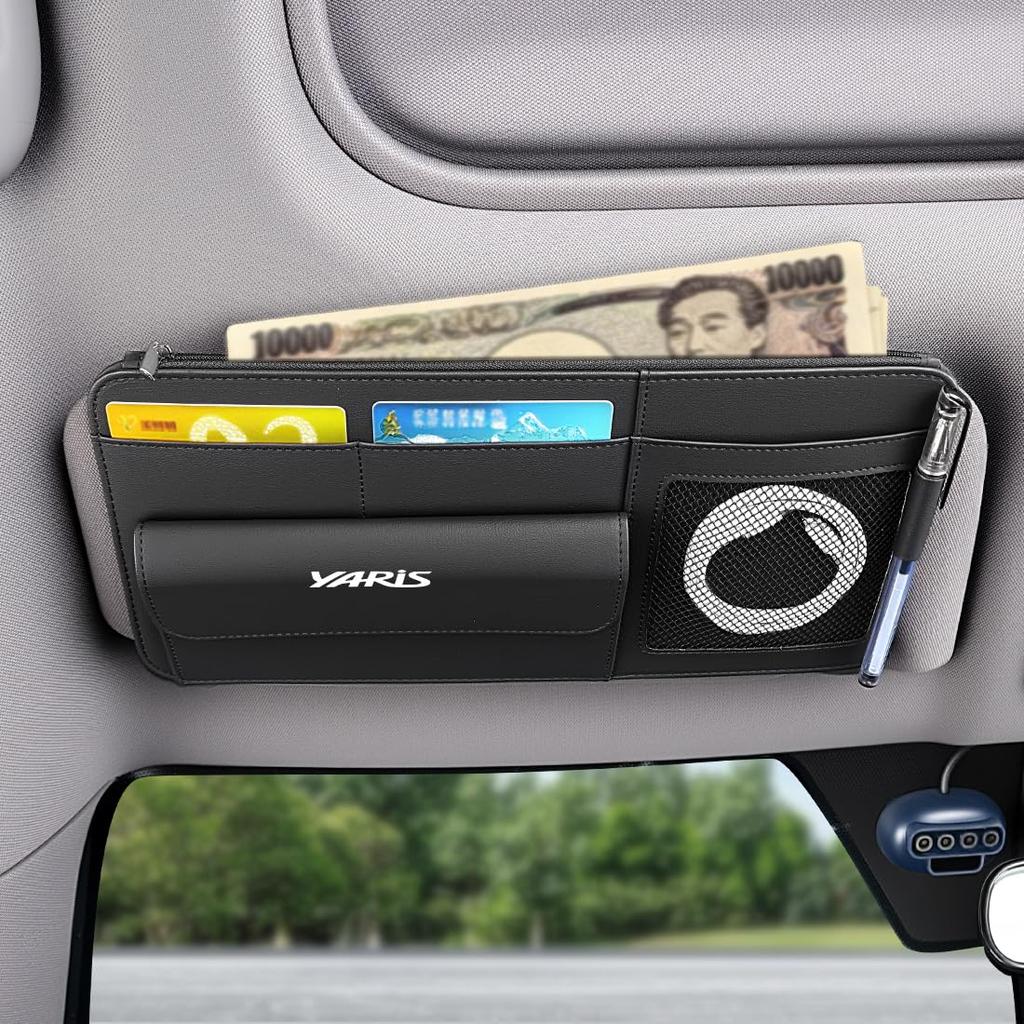 Magnetic Sun Visor Pocket for Yaris 15 Storage for Cards and Waterproof and Slim Easy Installation Compatible with Large-Capacity (10 Series, Series),