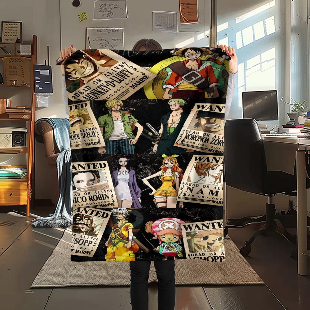 1PC Anime One Piece Patterned Flannel Blanket Suitable For All Seasons For Home Decor Warmth And Comfort Gifts Holiday Present