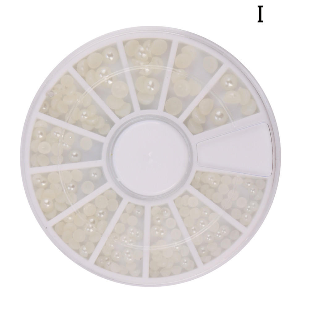 1 Box Colour Steel Bead 3D Round Nail Studs Nail Rhinestone  Decoration