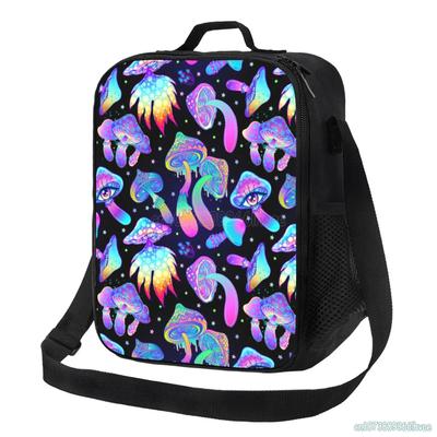 Pilze Psychedelische Lunchtasche Tragbar Wasserdicht Oxford Isolierte Lunchbox für Arbeit Schule Picknick Reise