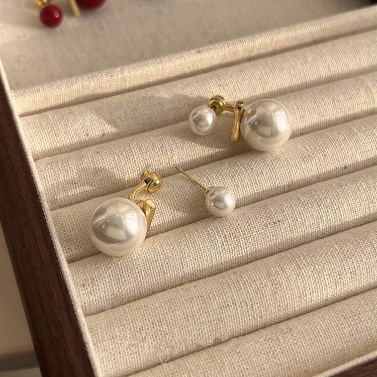 S925 Silber Französische Perlen Ohrstecker: Vielseitiger Luxus-Socialite-Schmuck für Frauen