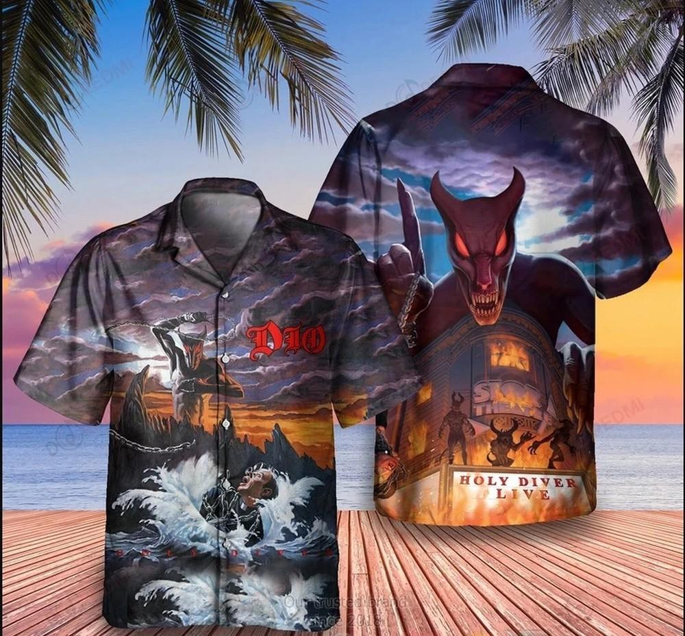 Dio Holy Diver Album Cover Hawaiian Shirt, shirt US size Unisex T-Shirt XXXXL