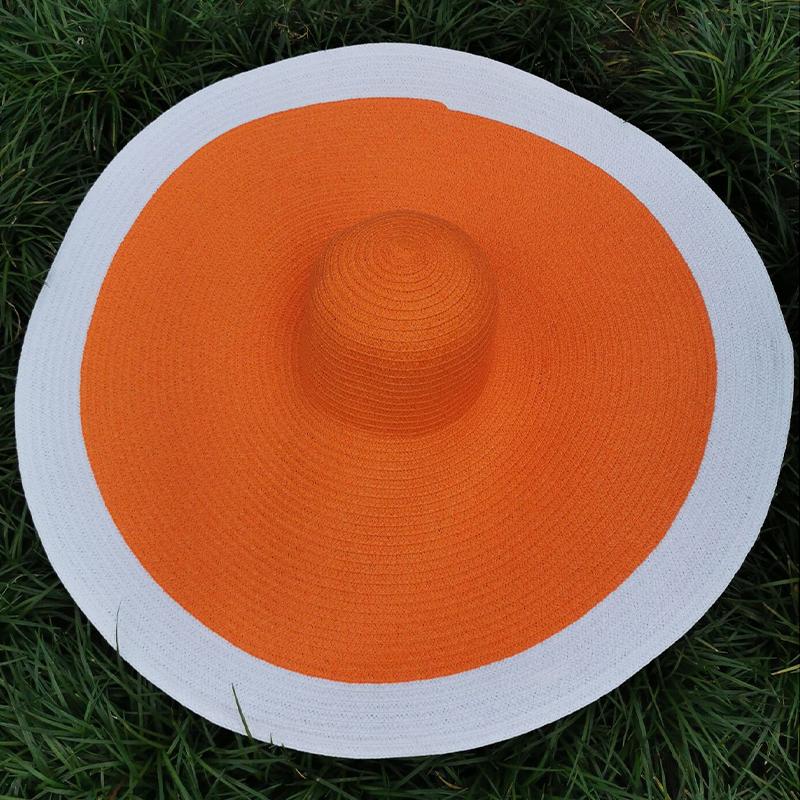 

New Two Tone Diam 70cm Women Summer Oversize Beach Hats Big Brim Large Straw Hat Sun Protection Foldable Travel Hat One Size