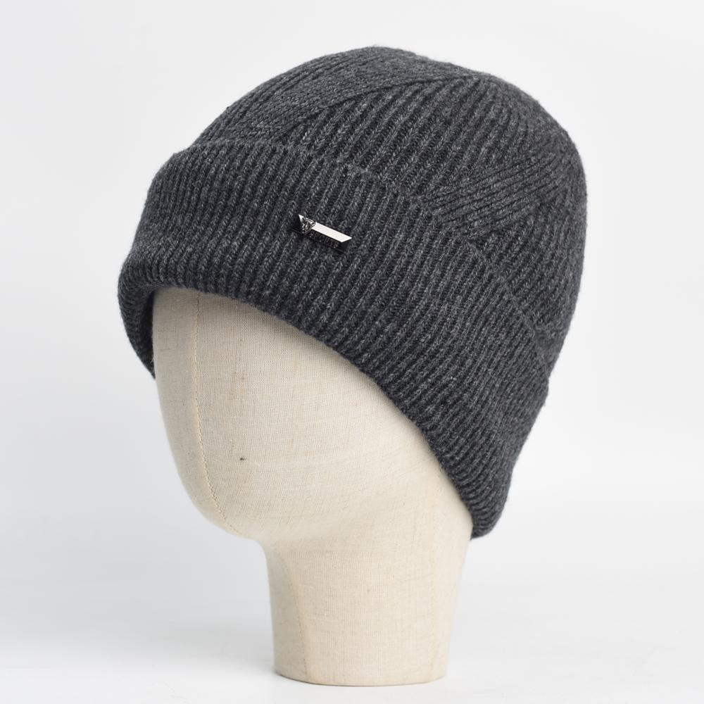 Зимние Осенние Согревающие Шапки Мужские Высокоэластичные Бини Вязаная Однотонная Шапка Толстые Мягкие Шапки-Бини Утеплитель Шлем Мужская Повседневная Кепка 55-62 cm
