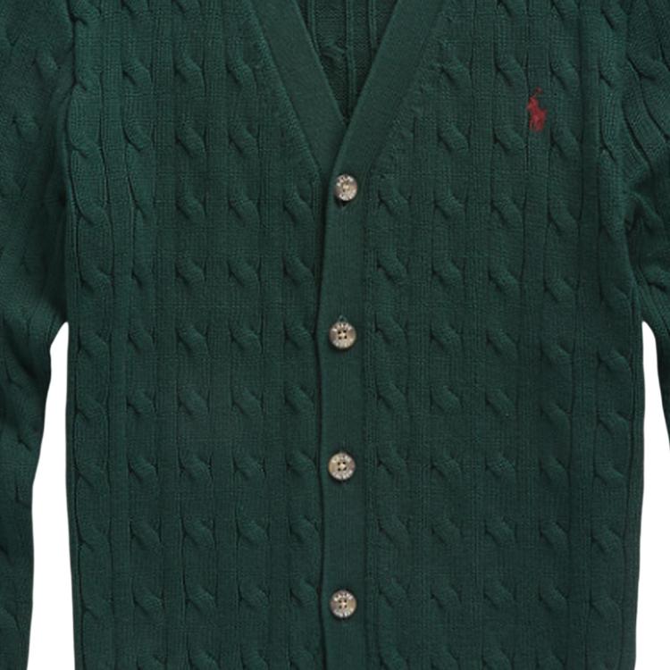 Polo Ralph Lauren Sweater Solid Color Logo Embroidery Single-Breasted Knit Kids Sweater Green CWPOSWEY6820417-300